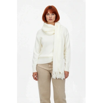 Kadın Regular Kalıp Akrilik Triko Kazak Şal Detaylı Bisiklet Yaka Düşük Kol Kış Sezonu İçin