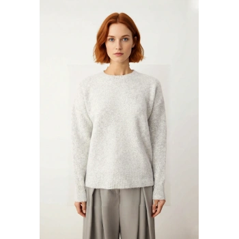 Kadın Regular Kalıp Düşük Kol Bisiklet Yaka Triko Kazak Kış Günleri İçin Rahat Şık Seçim Kaliteli