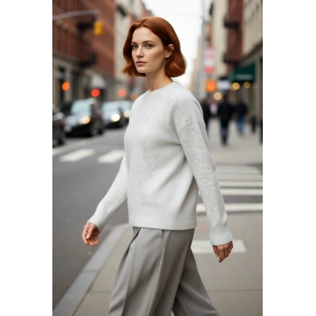 Kadın Regular Kalıp Düz Desen Bisiklet Yaka Triko Kazak Kışlık Sıcak Konforlu Günlük Stil Kaliteli