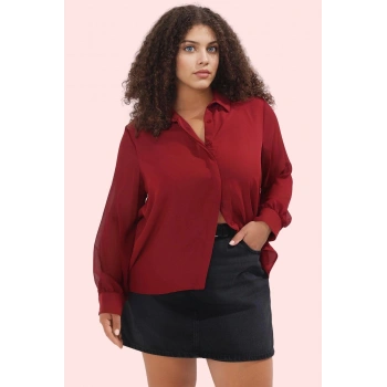 Kadın Regular Kalıp Gömlek Şifon Dokuma Uzun Kollu Günlük Hafta Sonu Yaz Aylarının Vazgeçilmezi