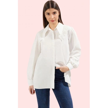 Kadın Regular Kalıp Uzun Kollu Pamuk Polyester Gömlek Modern Günlük Stil Dayanıklı Malzeme