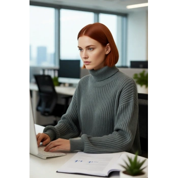 Kadın Relaxed Balıkçı Yaka Uzun Kollu Düz Selanik Örgü Triko Kazak Soğuk Havalar İçin Kaliteli