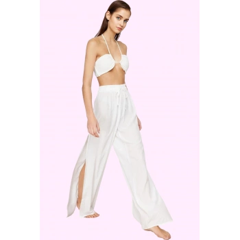 Kadın Relaxed Fit Yüksek Bel Pantolon Yazlık Geniş Paça Plaj Şıklığı Yaz Aylarının Vazgeçilmezi