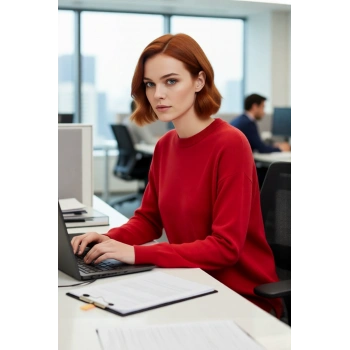 Kadın Relaxed Kalıp Bisiklet Yaka Triko Tunik Düşük Kol Düz Desenli Akrilik Materyal Yırtmaç Detaylı