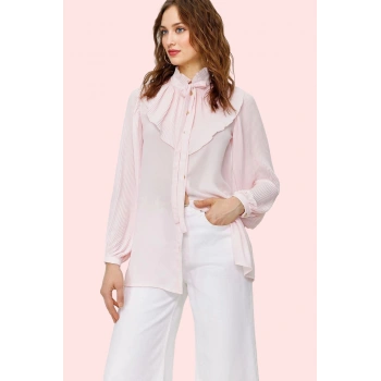 Kadın Relaxed Kalıp Uzun Kollu Şifon Gömlek Hakim Yaka Günlük Kullanım Yaz Aylarının Vazgeçilmezi
