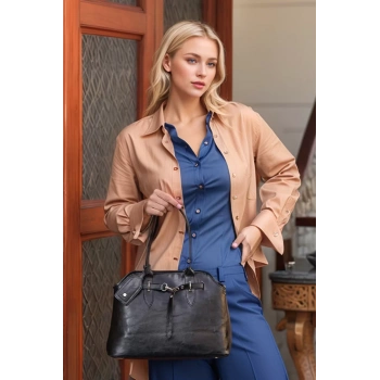 Kadın Retro Suni Deri El Ve Omuz Çantası Kemer Detaylı Günlük Kullanım Konforlu Kesim Mükemmel Uyum