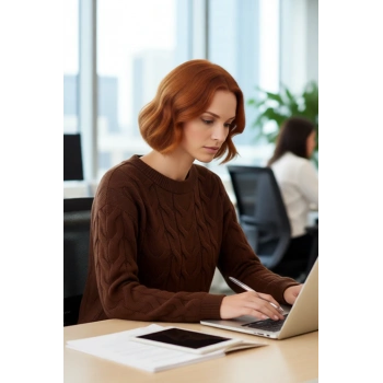 Kadın Saç Örgü Desenli Kayık Yaka Triko Kazak %100 Akrilik Uzun Kollu Regular Kalıp Günlük Kullanım