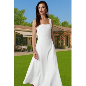 Kadın Şık A Kesim Midi Abiye Elbise Polyester Elastan Ramadan Koleksiyonu Dayanıklı Malzeme