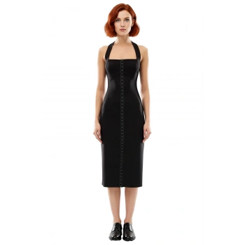 Kadın Şık Askılı Straplez Bodycon Midi Elbise Agraflı Detaylarıyla Gece Davetleri İçin Kaliteli