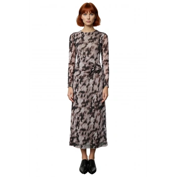 Kadın Şık Gece Koleksiyonu Bisiklet Yaka Uzun Kollu Astarlı Polyester Karışımlı Maxi Elbise.