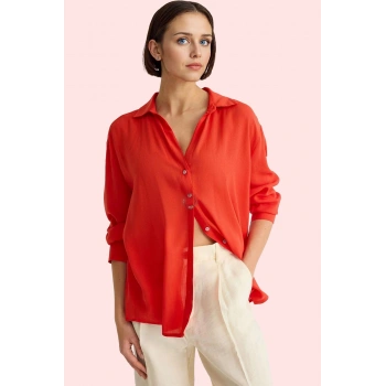 Kadın Şık Gömlek Dokuma Kumaş Oversize Günlük ve Gece Kullanımı İçin Yaz Aylarının Vazgeçilmezi