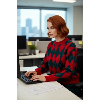 Kadın Şık Gündüz Gece Oversize Kalın Triko Baklava Desenli Bisiklet Yaka Uzun Kol Kazak Kaliteli