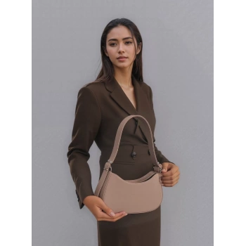 Kadın Şık Minimal Baguette Çanta Suni Deri Omuz Askılı Fermuarlı Rahat Kullanım Zarifane Tasarım