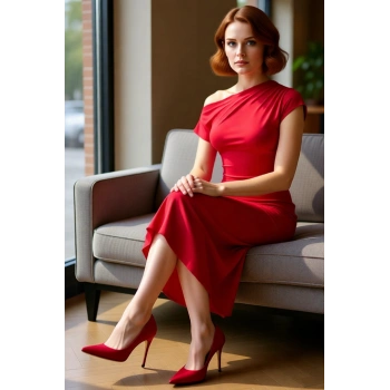 Kadın Şık Örme Sandy Dokuma Midi Elbise Gece Davetleri Mezuniyet İçin A Line Kayık Yaka. Kaliteli