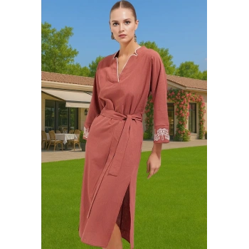 Kadın Şık Plaj Elbisesi Pamuklu Dokuma Midi Boy Tek Kol Mükemmel Uyum Yüksek Kalite Özel Tasarım