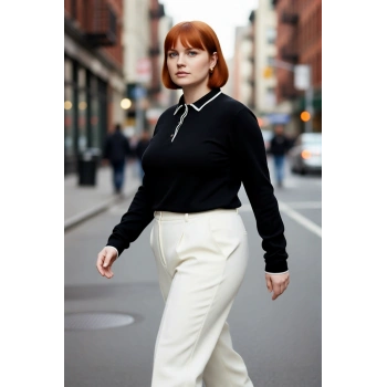 Kadın Siyah Düz Polo Yaka Triko Kazak Casual Tarz Regular Kalıp Kışlık Uzun Kollu Konforlu Seçim