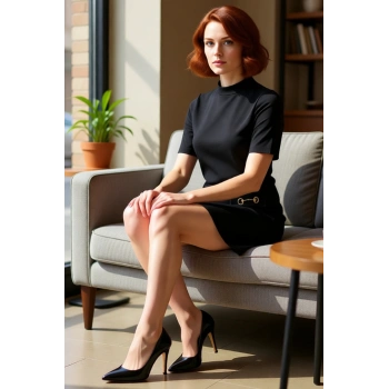 Kadın Siyah Mini Elbise Düğme Detaylı Truvakar Kol Dik Yaka Örme Kışlık Casual Konforlu Kullanım