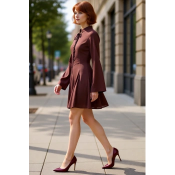 Kadın Skater Kalıp Bağlama Detaylı Yarasa Kol Mini Elbise Şık ve Rahat Kombinler İçin İdeal