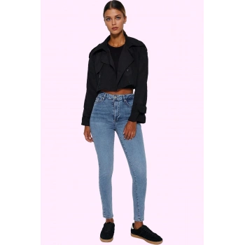 Kadın Skinny Jean Yüksek Bel İncelten Etki Stretch Dokuma Günlük Yaz Aylarının Vazgeçilmezi