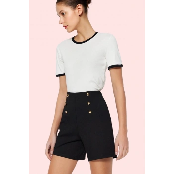 Kadın Smart Straight Kalıp İnterlok Örme Şort Düz Desen Günlük Kombinler Dayanıklı Malzeme