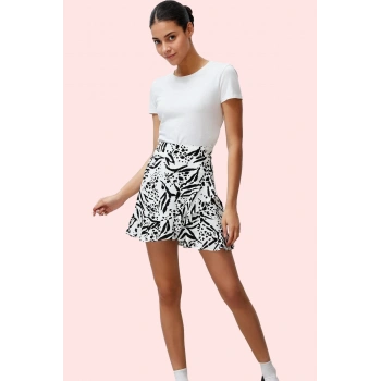 Kadın Şort Etek Desenli Kısa Boy Yüksek Bel Viskoz Dokuma Yazlık Şık Yaz Aylarının Vazgeçilmezi