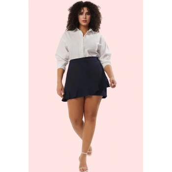 Kadın Şort Etek Dokuma Kumaş Geniş Paça Polyester Karışımlı Ofis ve Günlük Kaliteli Malzeme