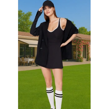 Kadın Spor Elbise İçi Şortlu Polyester Karışımlı A line Mini Boy Yüksek Kalite Rahat Kullanım