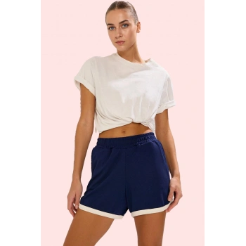 Kadın Spor Şort Beli Lastikli Kısa Boy Nefes Alan Kumaş Yaz Aylarına Özel Günlük Kombinler