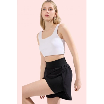 Kadın Spor Şort Reflektör Detaylı Kısa Boy Normal Bel Likra Günlük Kullanım Modern Tasarım