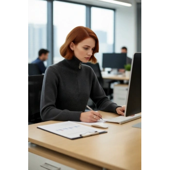 Kadın Standart Kol Regular Kalıp Orta Kalınlık Dik Yaka Fermuarlı Triko Kazak Kış Kombinleri