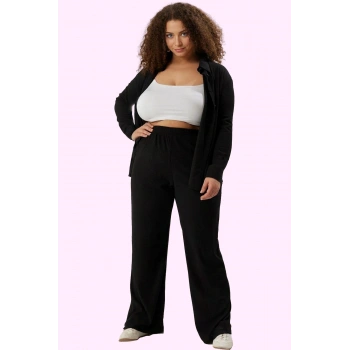 Kadın Straight Kalıp Büyük Beden Pantolon Polyester Rahat Günlük Yaz Aylarının Vazgeçilmezi