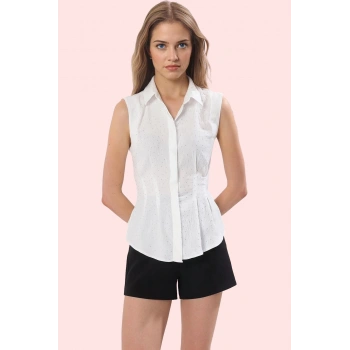 Kadın Taş Baskılı Fitted Gömlek Regular Kalıp Yazlık Ofis Günlük Kullanım Kaliteli Malzeme