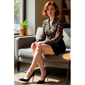 Kadın Trend Leopar Desen Kruvaze Anvelop Yaka Uzun Kollu A Line Mini Elbise Şık Günlük Kombin