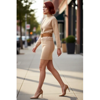 Kadın Triko Hırka ve Bodycone Midi Elbise İkili Takım Soğuk Havalar İçin Şık Rahat Seçim