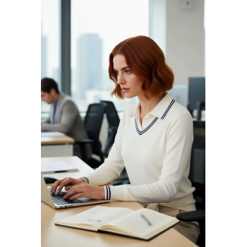 Kadın Triko Kazak İnce Yapılı Regular Kesim Polo Yaka Standart Kollu Şık ve Modern Tasarım