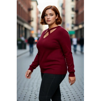 Kadın Triko Kazak V Yaka Kesik Detaylı Standart Kol Regular Kalıp Basic Günlük Giyim İçin İdeal