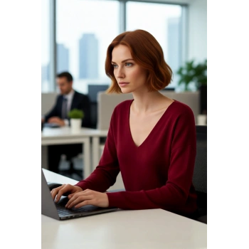 Kadın Triko Kazak V Yaka Orta Kalınlık Regular Kalıp Düz Desen Standart Uzun Kol Şık Seçim