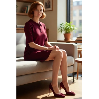 Kadın Triko Mini Elbise Polo Yaka Kısa Kol Detayıyla Günlük Stilinize Yenilik Katın. Kaliteli