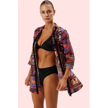 Kadın Truvakar Kol Pamuk Plaj Gömleği Püsküllü Etnik Desen Yaz Günlük Kullanım Özel Günler