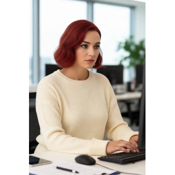 Kadın Tunik Siluet Beli Kuşaklı Düz Desen Bisiklet Yaka Uzun Kollu Relaxed Triko Kazak Kış İçin