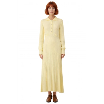 Kadın Uzun Kollu %100 Akrilik Ribana Triko Elbise Polo Yakalı Günlük ve Rahat Kış Kombinleri