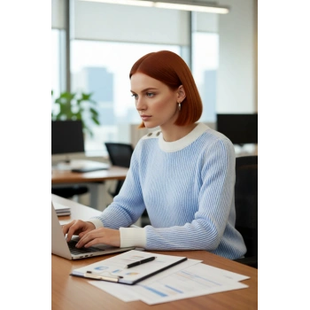 Kadın Uzun Kollu Bisiklet Yaka Çizgili Düğmeli Regular Fit Triko Kazak Soğuk Havalarda Şıklık Sunar