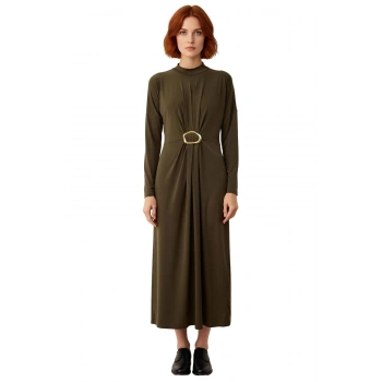 Kadın Uzun Kollu Bodycon Kesim Örme Sandy Maxi Elbise Dik Yaka Detaylı Zarif Ve Rahat Stil