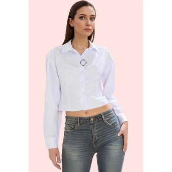 Kadın Uzun Kollu Gömlek Pamuk Dokuma Kumaş Smart Tarz Günlük Kullanım Yaz Aylarının Vazgeçilmezi