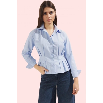 Kadın Uzun Kollu Gömlek Pamuk Polyester Terrycotton Kumaş Günlük Kullanım Kaliteli Malzeme