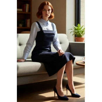 Kadın Uzun Kollu Gömlek Yaka Detaylı Bodycon Kesim Dokuma Elbise Kış Sezonu İçin Zarif Seçim