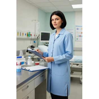 Kadın Uzun Kollu İş Önlüğü OEKOTEX Sertifikalı Vanessa Şık Rahat Cepli Model