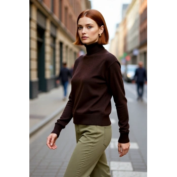 Kadın Uzun Kollu Regular Kesim Yünlü Triko Balıkçı Yaka Kazak Soğuk Günlerin Vazgeçilmezi Kaliteli