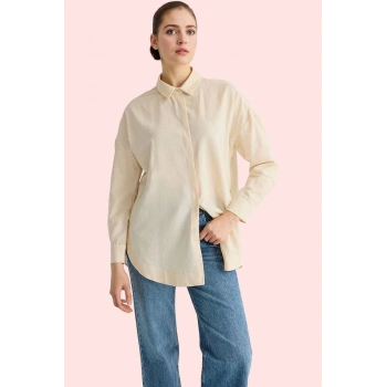 Kadın Uzun Kollu Relaxed Kalıp Poplin Gömlek Casual Günlük Hafta Sonu Yaz Aylarının Vazgeçilmezi