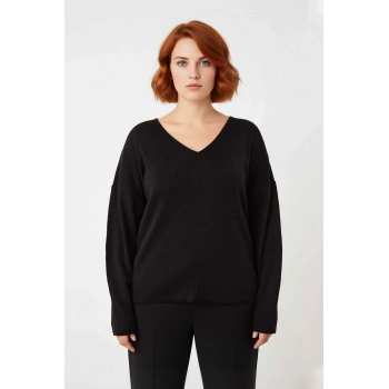 Kadın V Yaka Düz Akrilik Triko Kazak Modern Rahat Şık Günlük Kombinler İçin İdeal Seçim Kaliteli